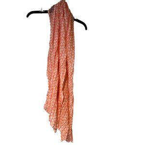 New York & Company Peach & White Dotted Crinkle Scarf